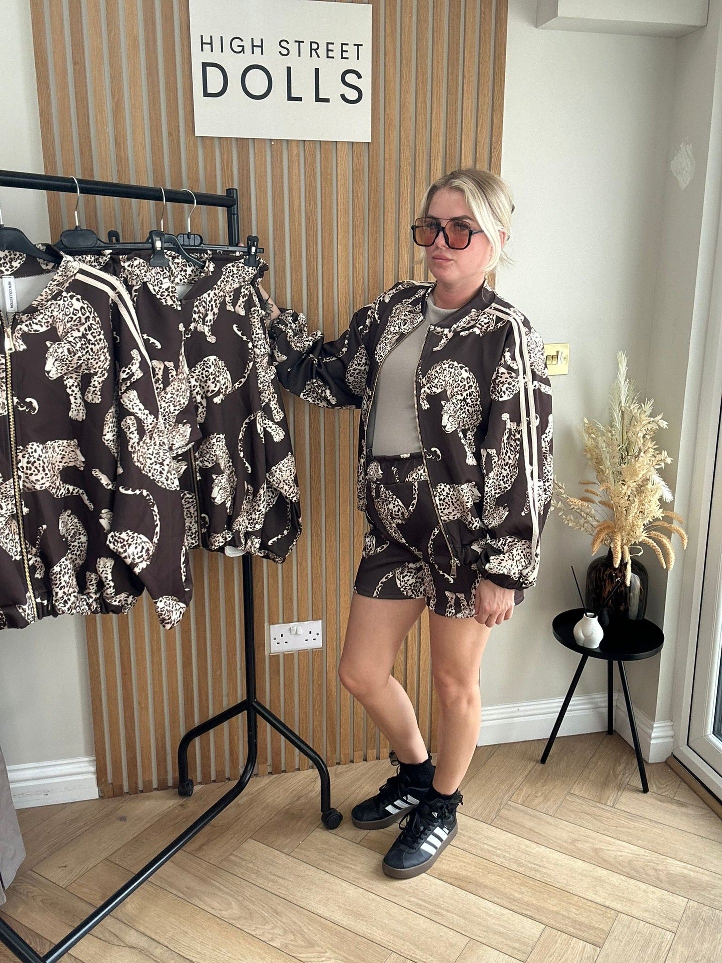 SassKia Cheetah Print Bomber Jacket and Shorts Holiday Summer Women’s two piece co-ord