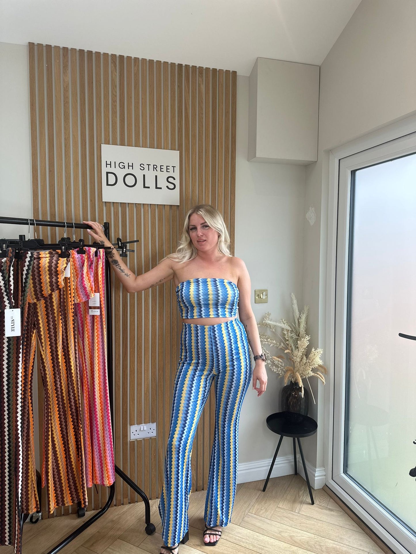 Hattie Co Ord Bandeau Top With Flare Trousers Zigzag Print Summer Outfit Holiday