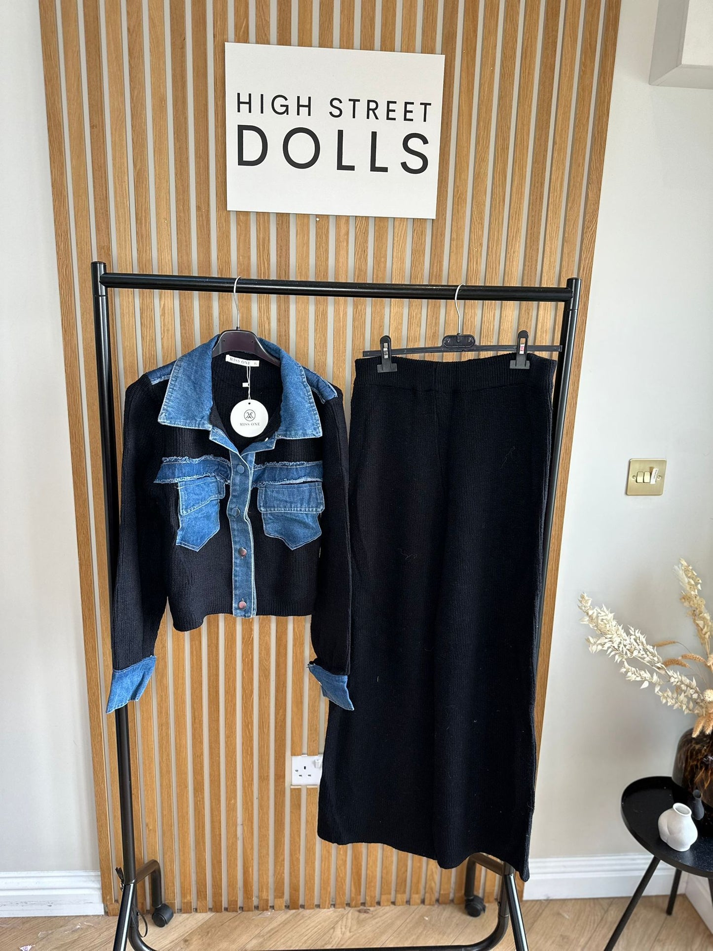 Narla Loungeset Two piece Outfit Knitted fabric with denim details