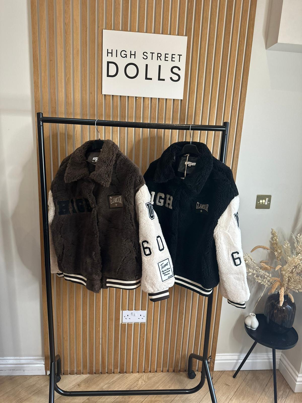 Tara Slogan Faux Fur Bomber Jacket Autumn Winter Coat Embroidered Patches
