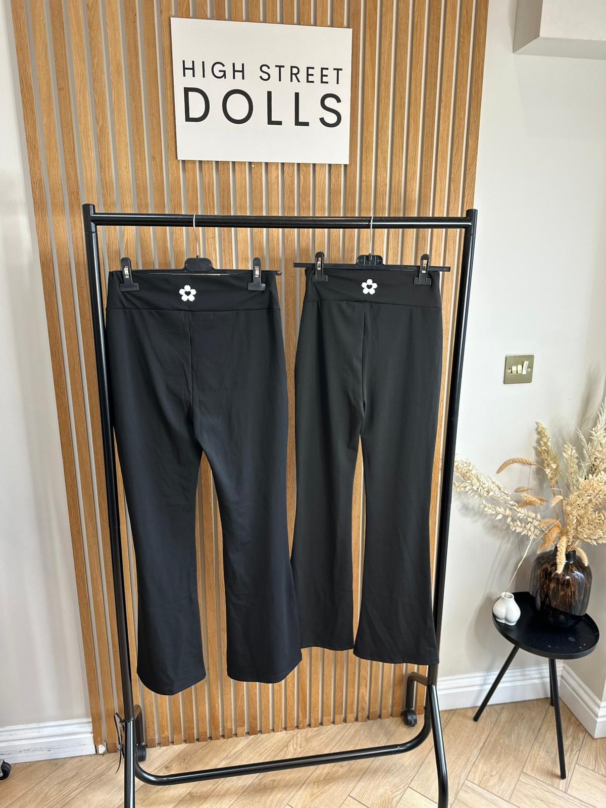 Black Flare Trousers Lycra Activewear Leggings