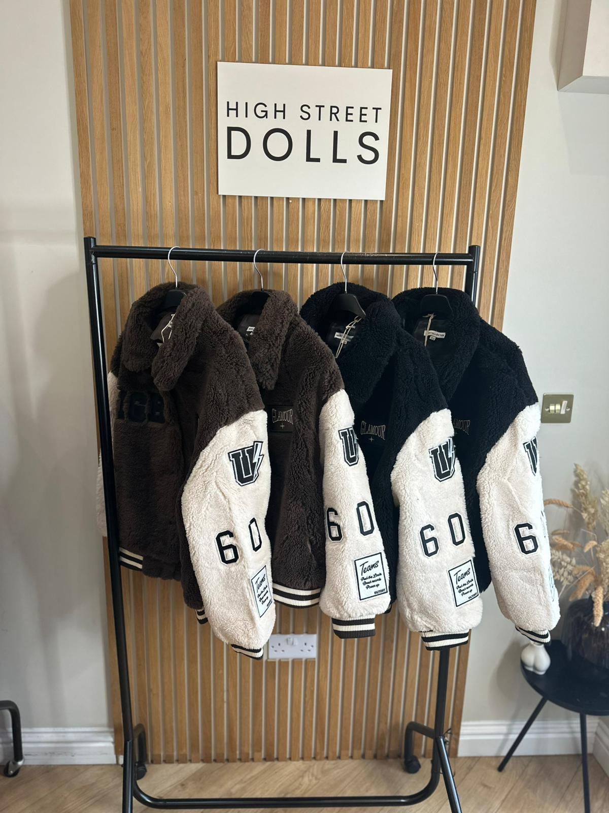 Tara Slogan Faux Fur Bomber Jacket Autumn Winter Coat Embroidered Patches