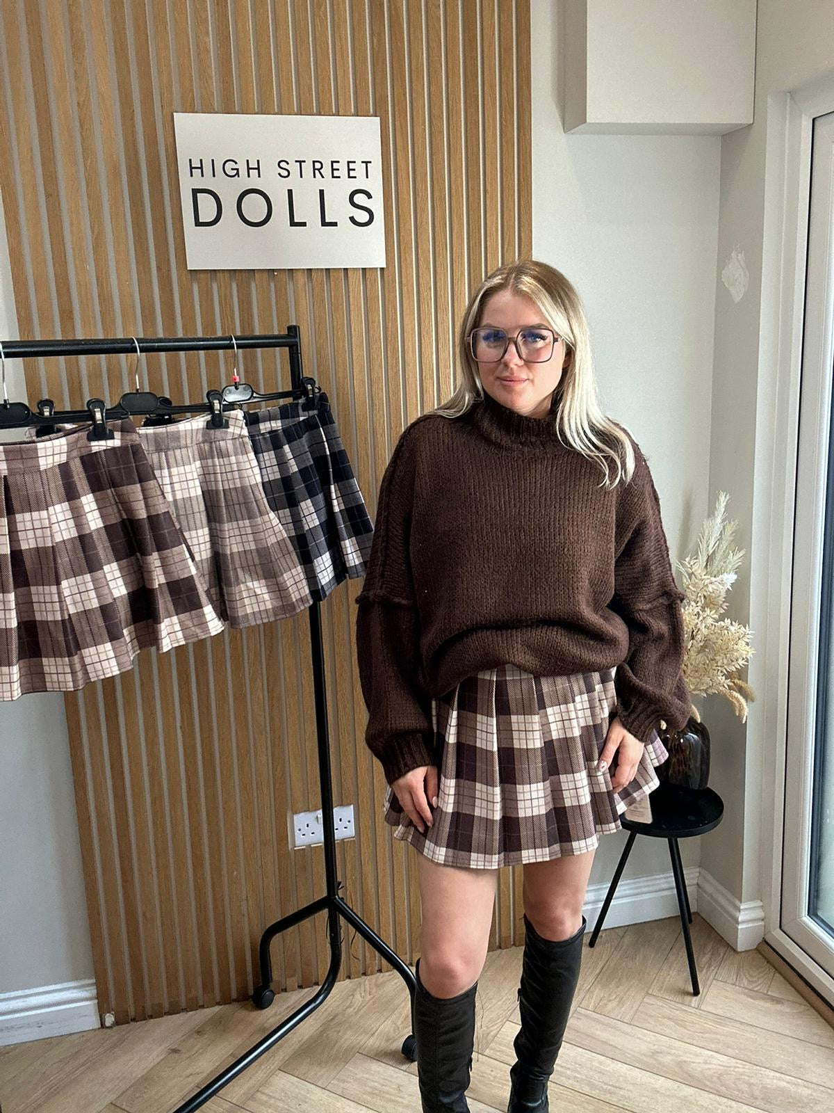 Carrie Tartan Pleated Skort Autumn Winter Mini Skirt Shorts Check Festive