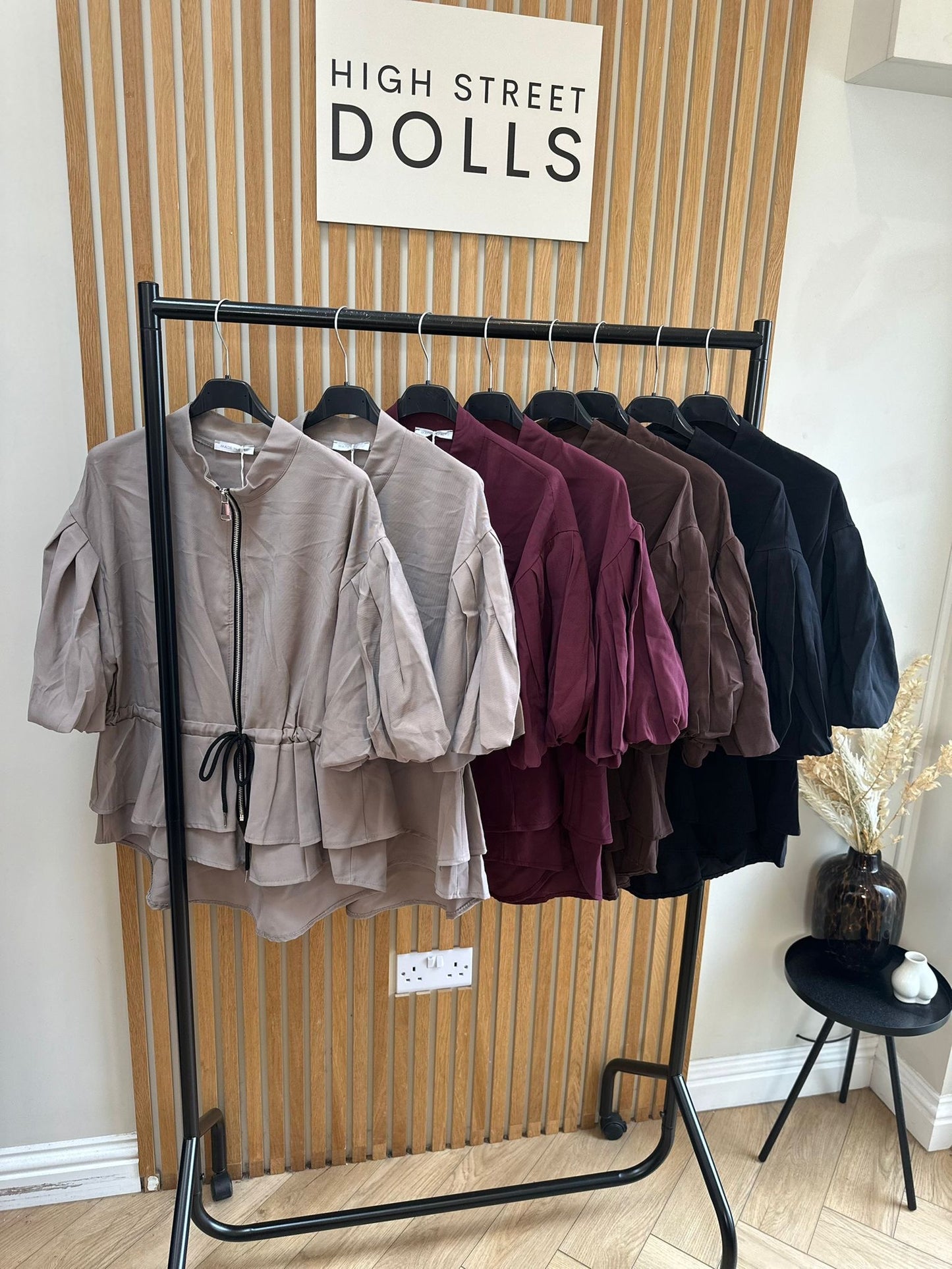 Tilly Peplum Jacket – Women’s Zip-Up Top with Ruffle Details & Balloon Sleeves, Autumn/Winter