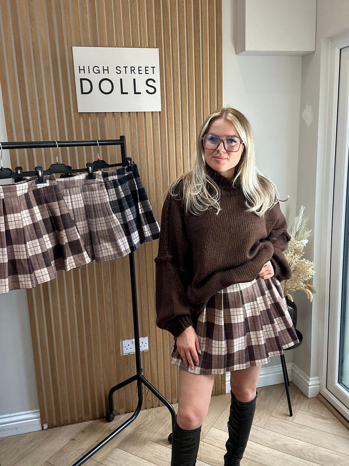 Carrie Tartan Pleated Skort Autumn Winter Mini Skirt Shorts Check Festive