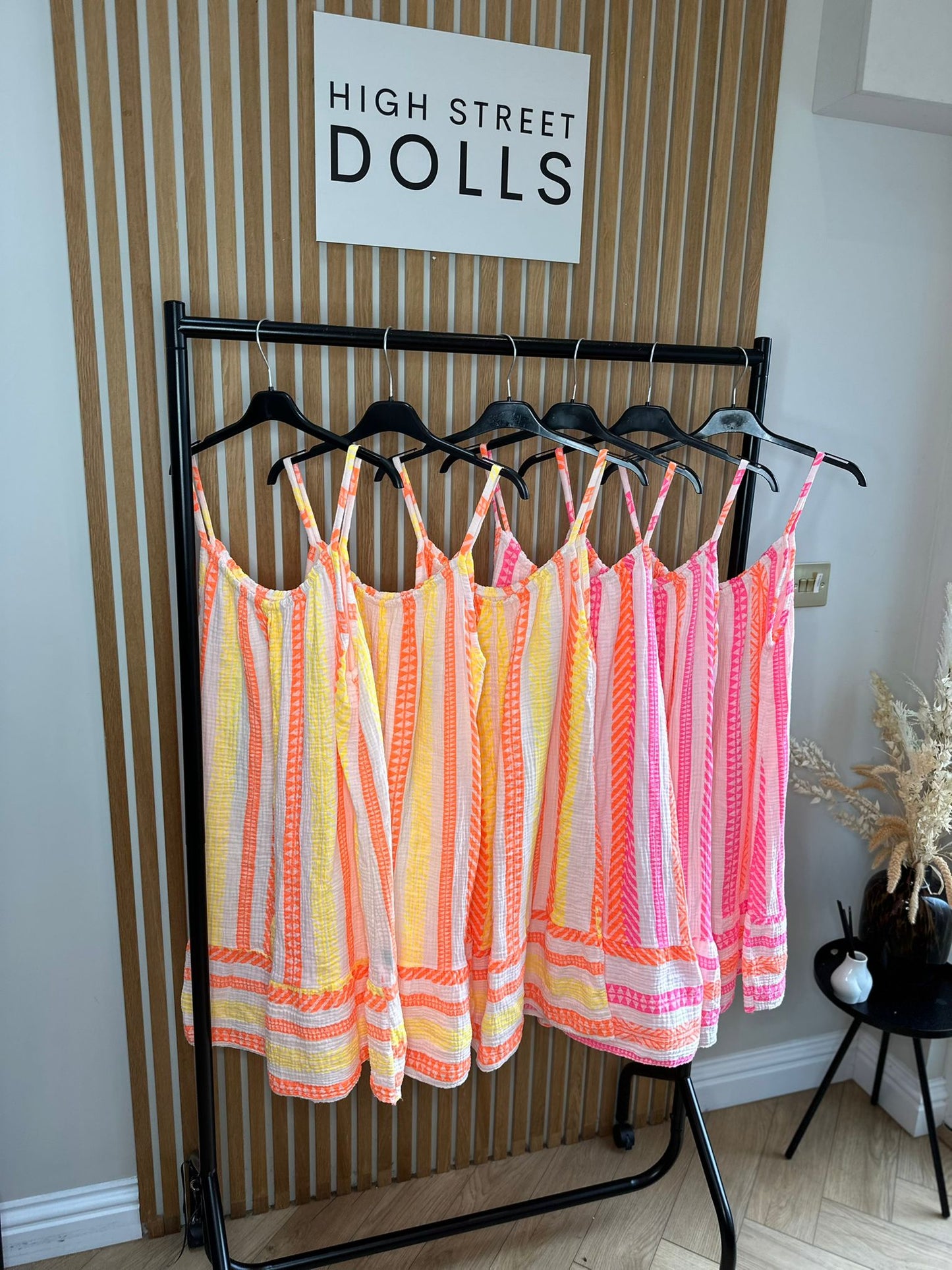 Ivy Cheesecloth Printed Dress Mini Length Stripe Print Holiday Summer