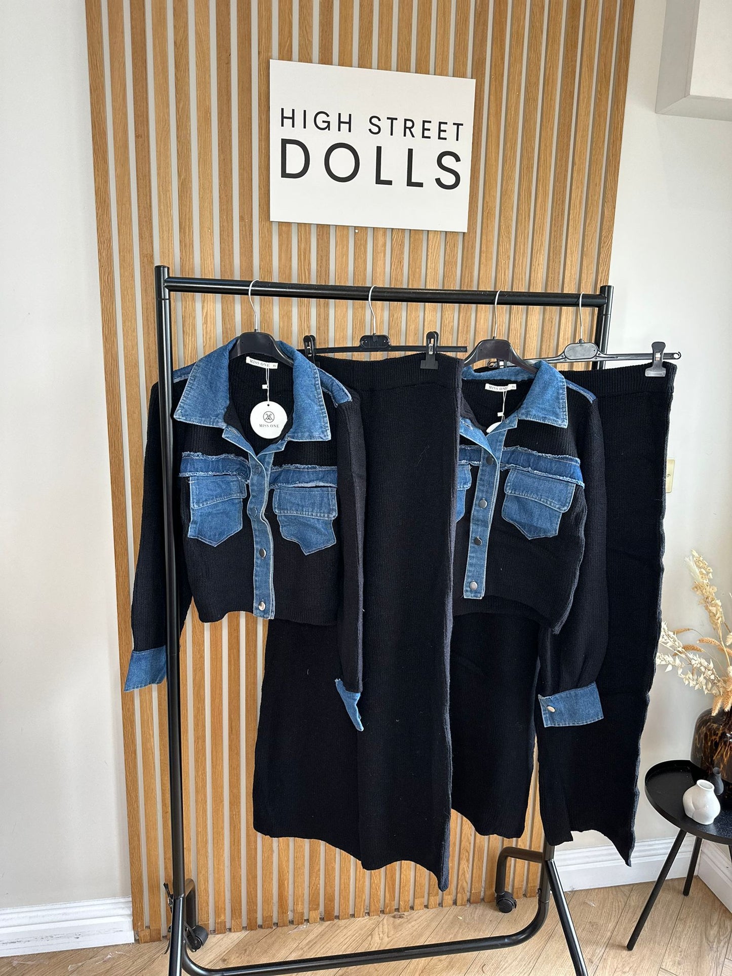 Narla Loungeset Two piece Outfit Knitted fabric with denim details