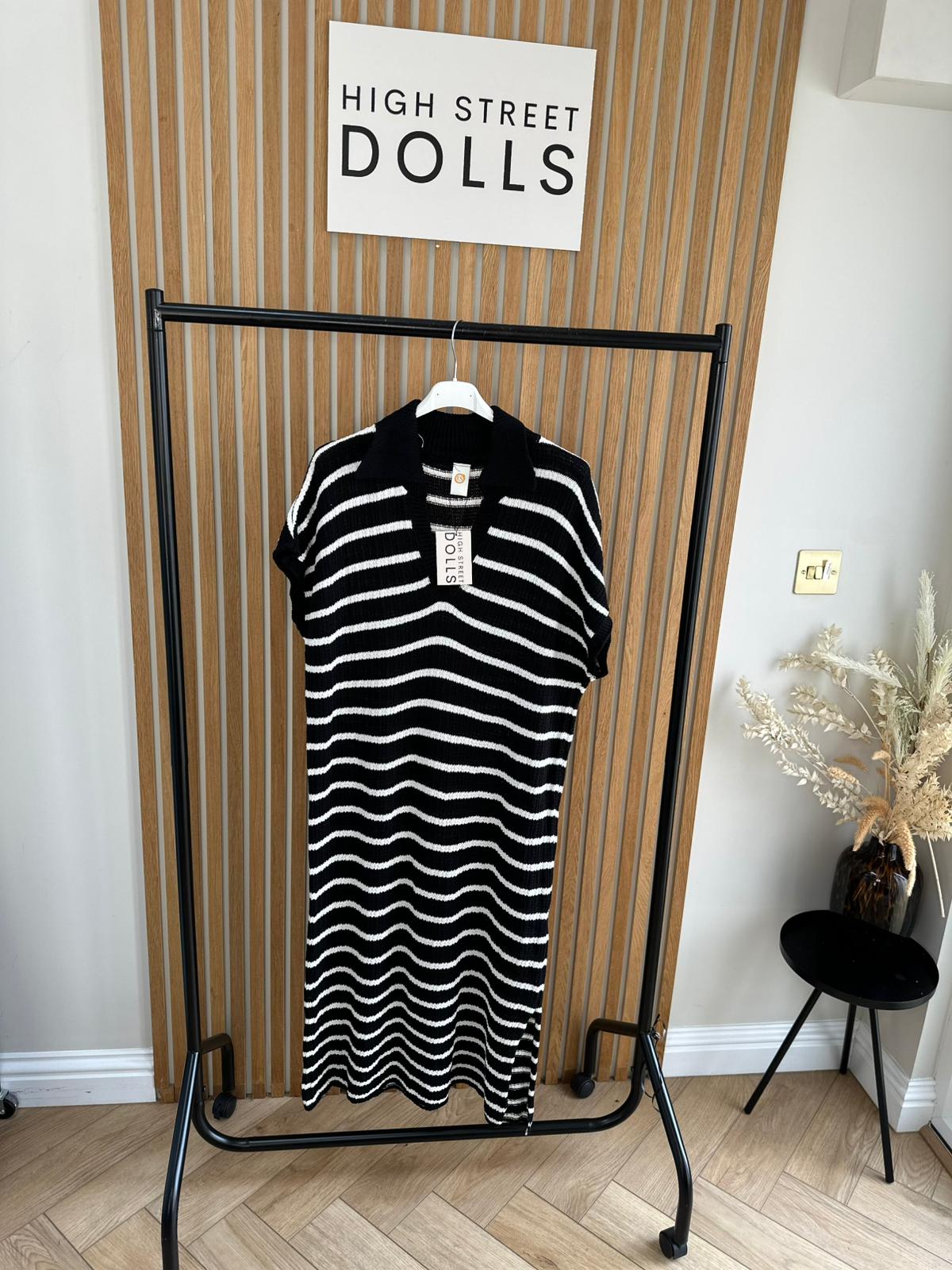 Belle Knitted Stripe Midi Dress Summer Holiday Outfit