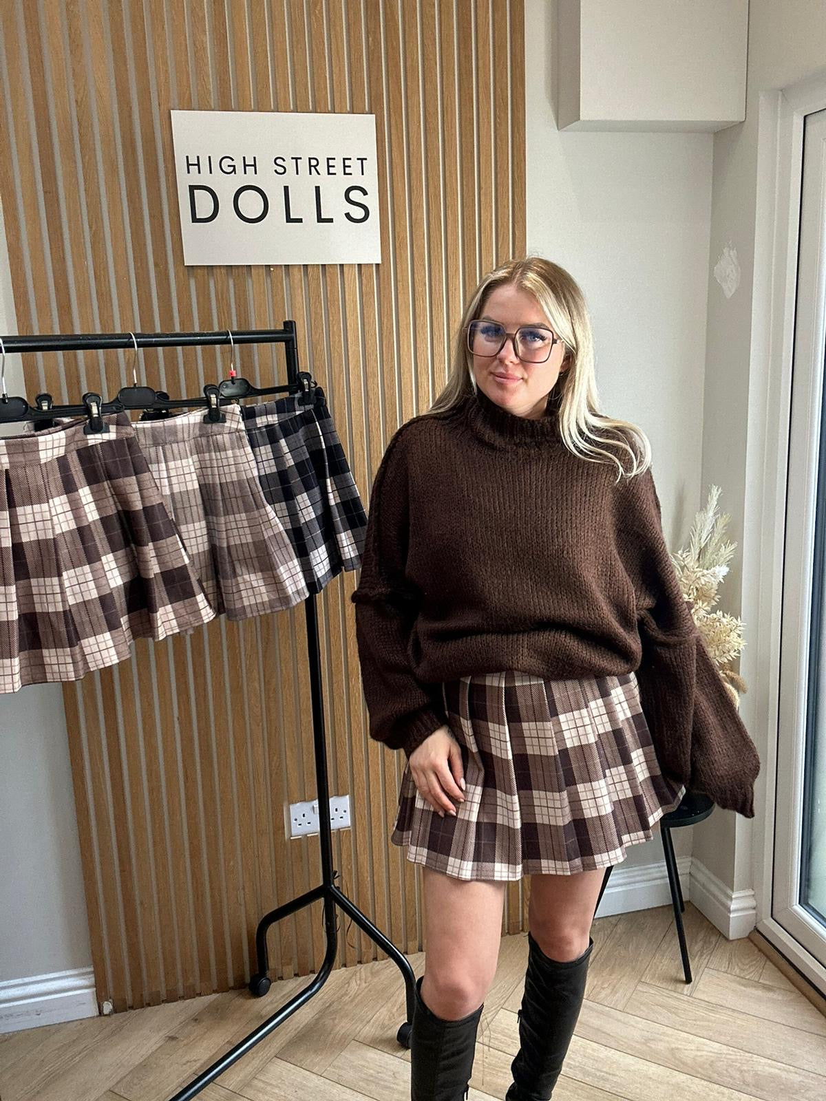 Carrie Tartan Pleated Skort Autumn Winter Mini Skirt Shorts Check Festive