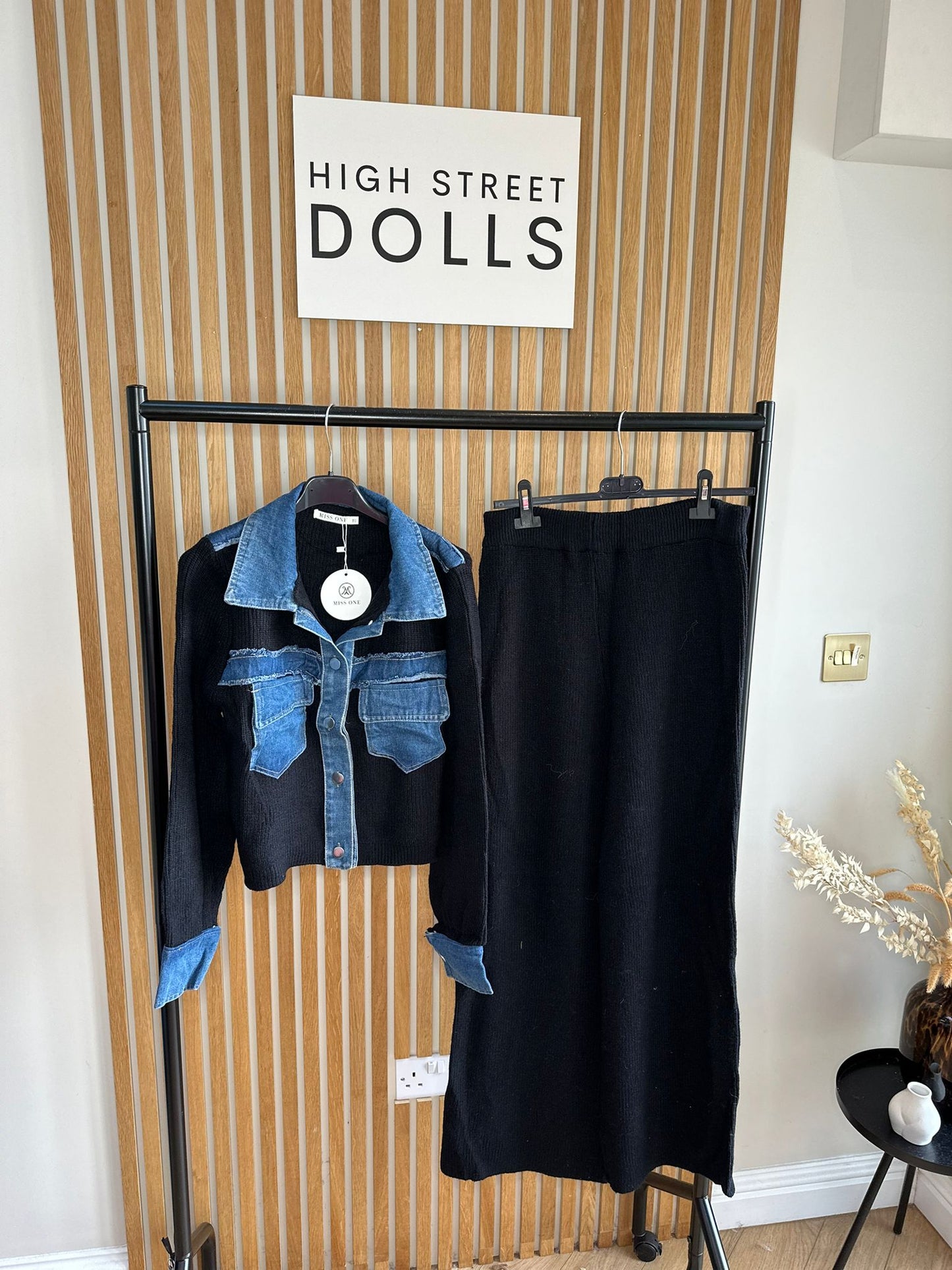 Narla Loungeset Two piece Outfit Knitted fabric with denim details