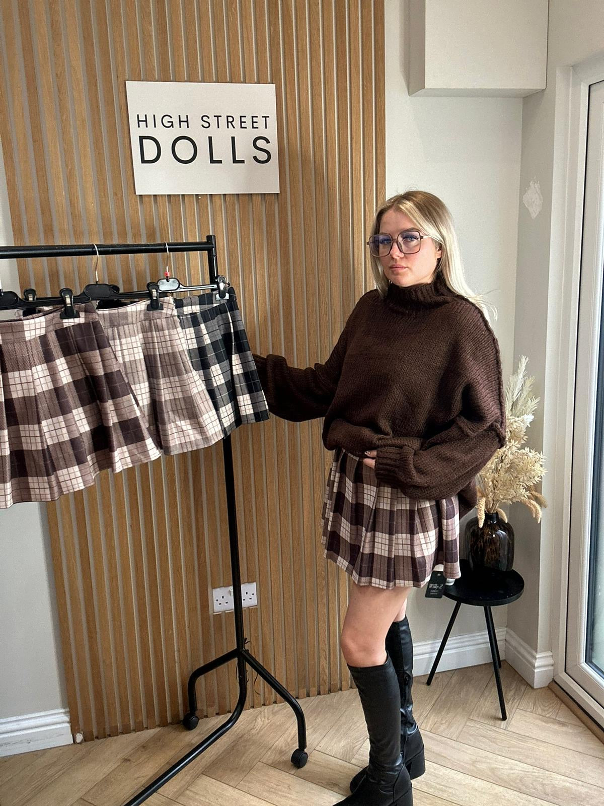 Carrie Tartan Pleated Skort Autumn Winter Mini Skirt Shorts Check Festive