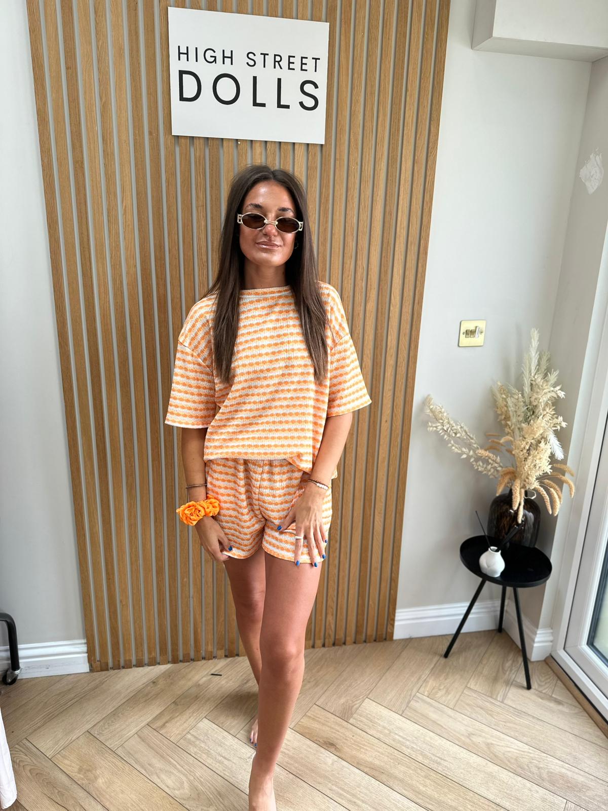 Paisley Stripe T shirt and Shorts Set Summer Holiday Outfit Co Ord