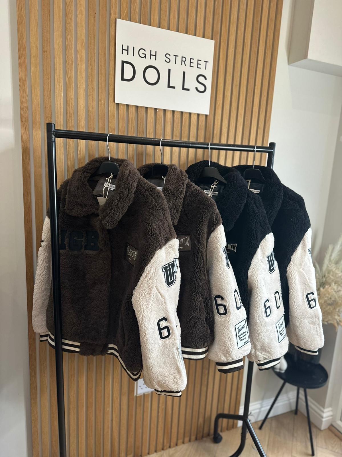 Tara Slogan Faux Fur Bomber Jacket Autumn Winter Coat Embroidered Patches