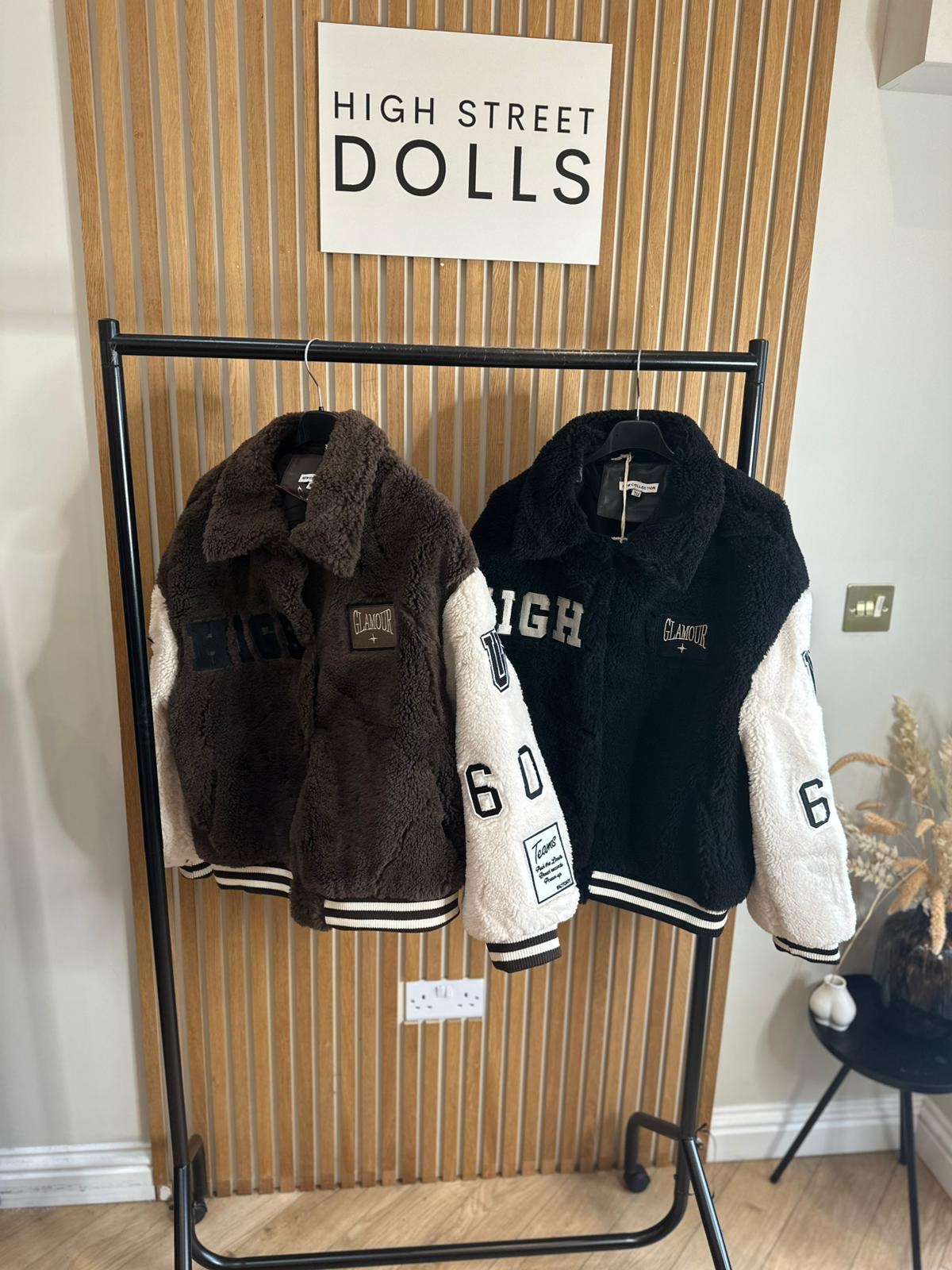 Tara Slogan Faux Fur Bomber Jacket Autumn Winter Coat Embroidered Patches