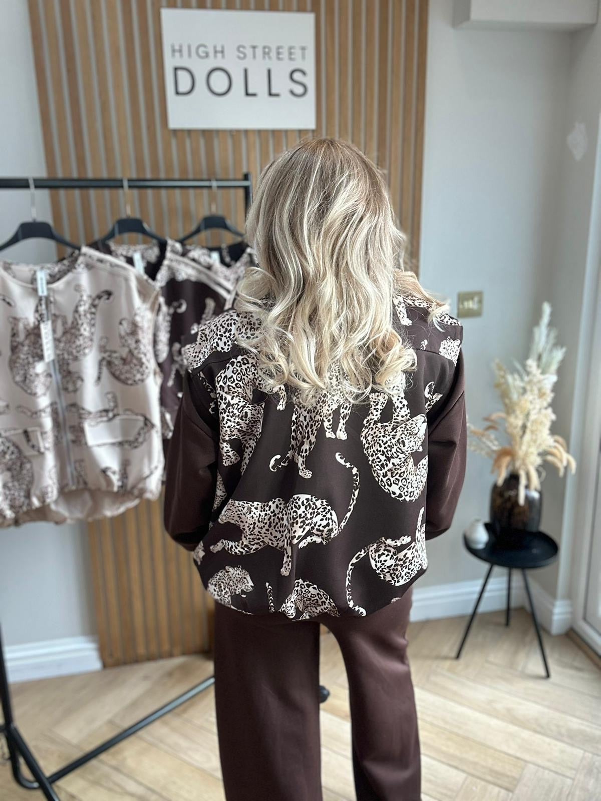 Cally Gilet Bomber Jacket Cheeta Print