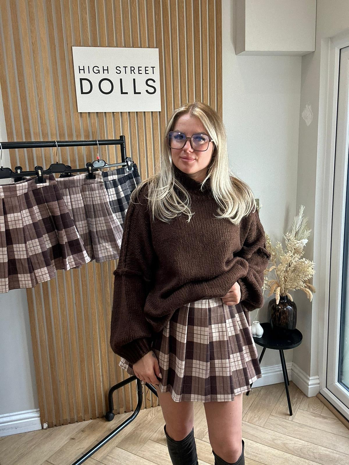 Carrie Tartan Pleated Skort Autumn Winter Mini Skirt Shorts Check Festive