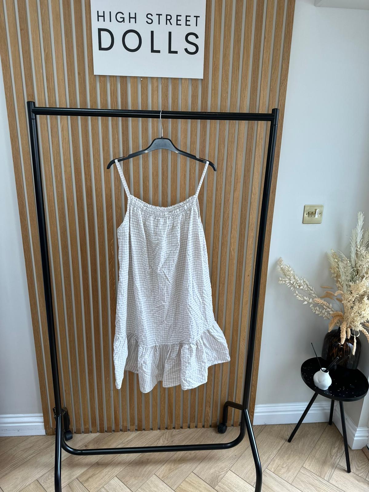 Dotty Ruffle Dress Gingham Print Summer Holiday Short Dress