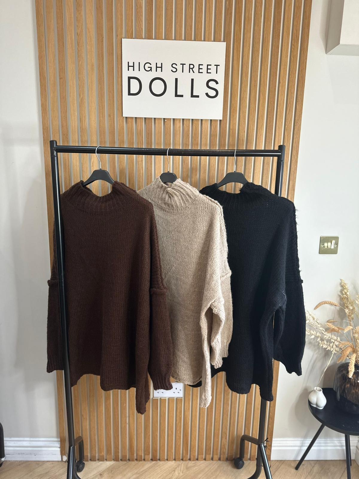 Cynthia Oversized Knitted Jumper Autumn Winter Raw Seam Detail Slouchy Knitwear