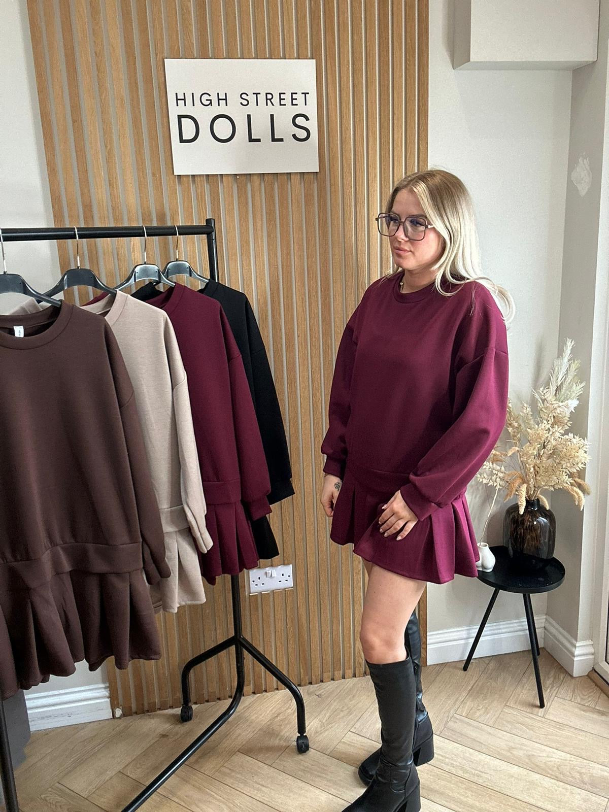 Ava Jumper Dress With Pleated Skirt Autumn Winter