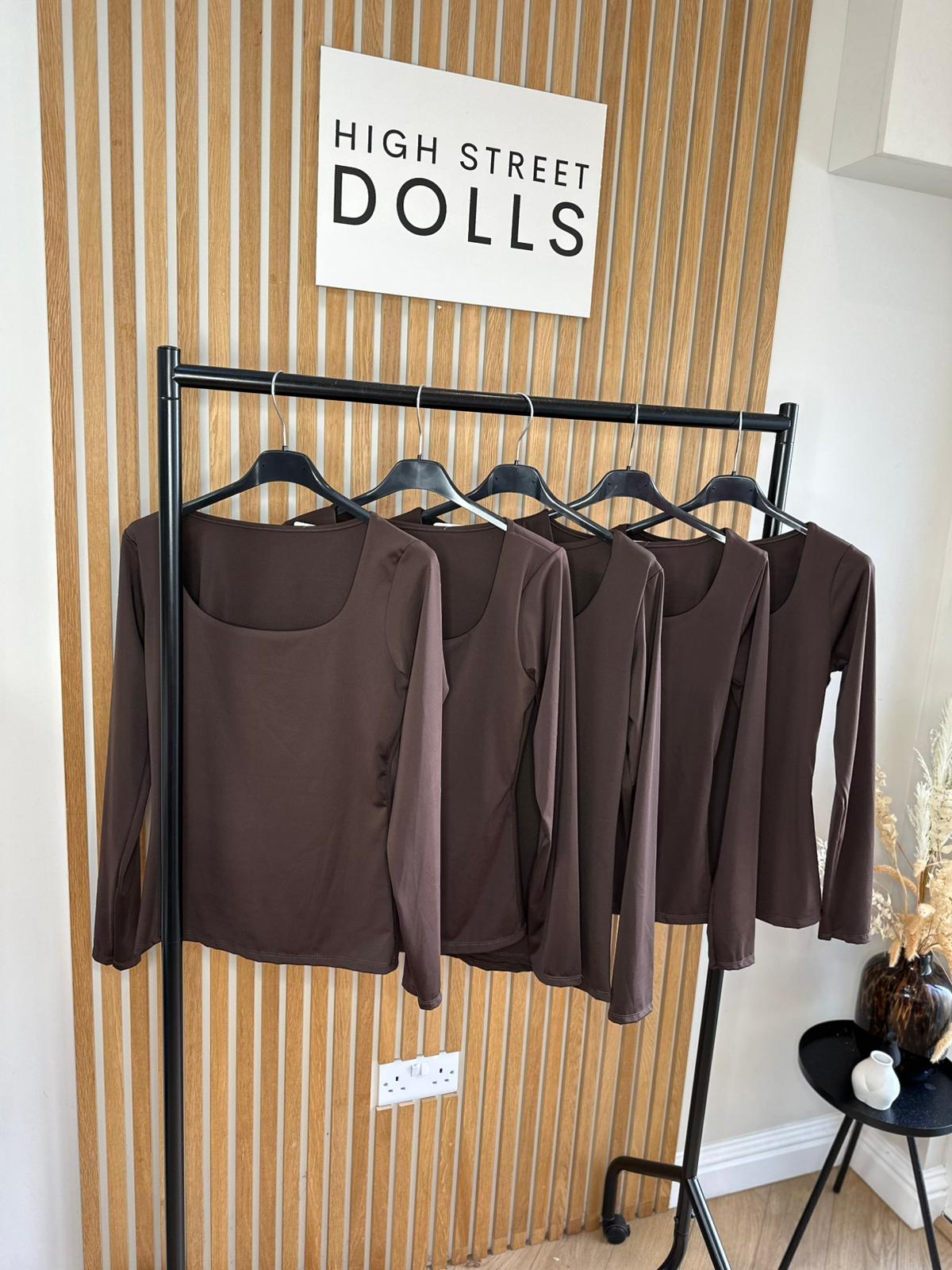 Layla Long Sleeve Fitted T shirt with Low neckline