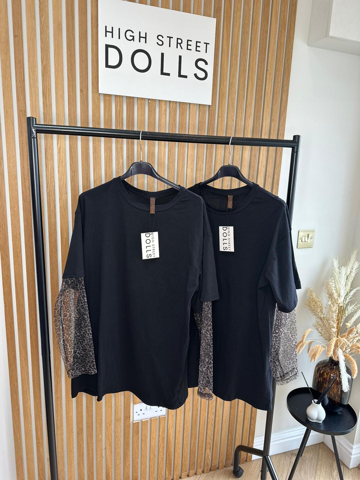 Nicole Long Sleeve T shirt, Leopard Print