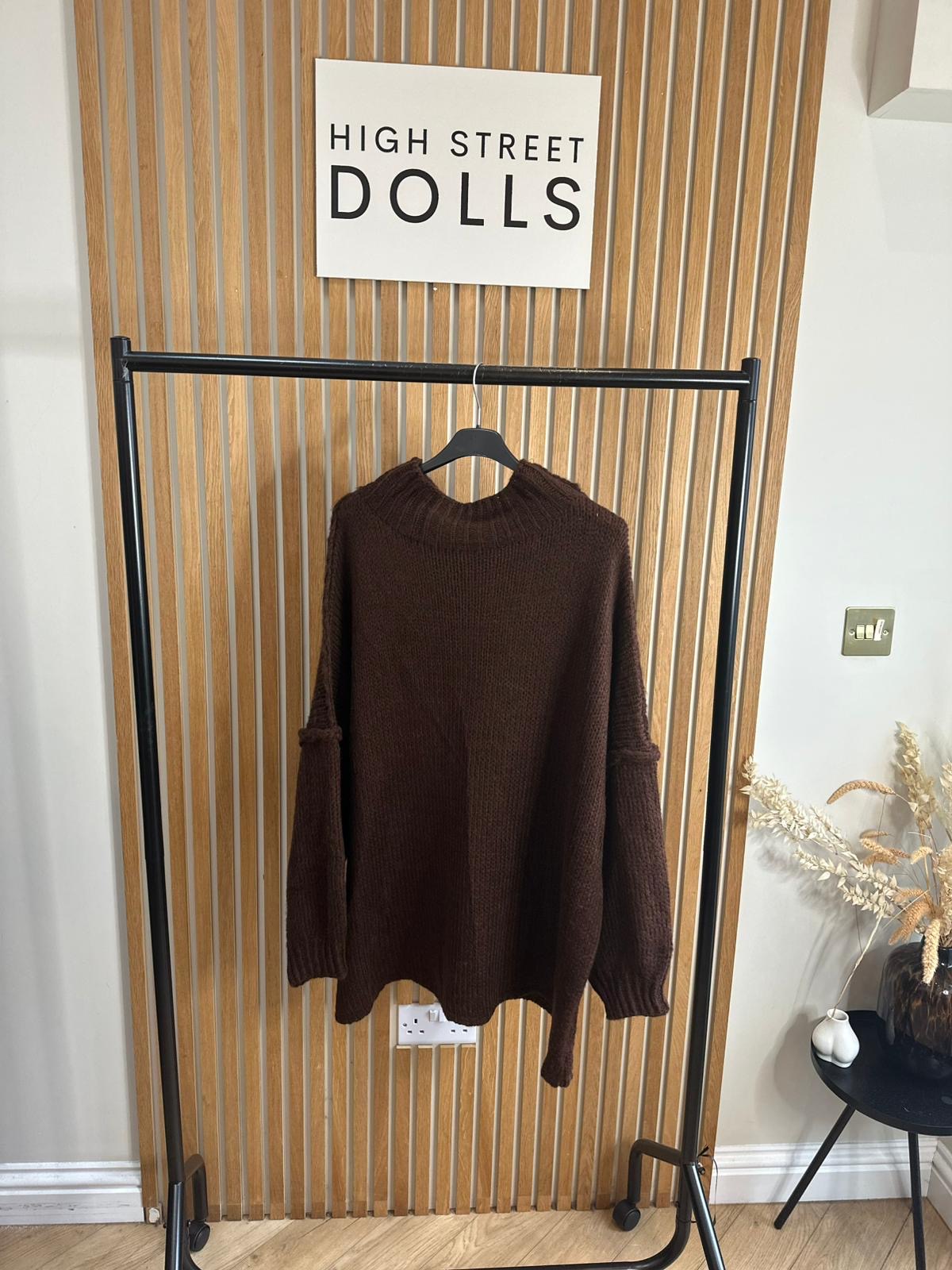 Cynthia Oversized Knitted Jumper Autumn Winter Raw Seam Detail Slouchy Knitwear