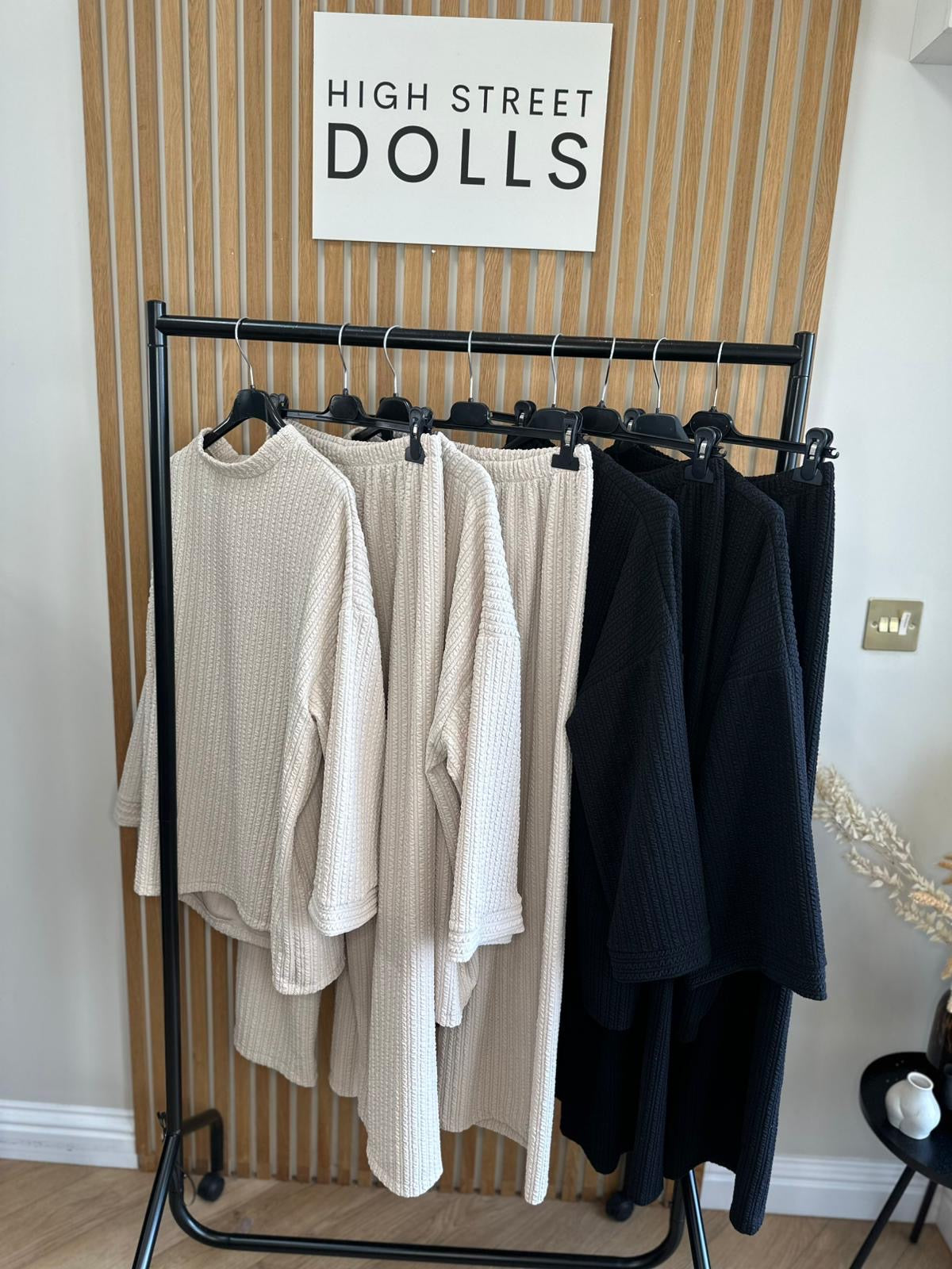 Harriett Oversized Lounge Set Round Neck Top and Wide Leg Trousers