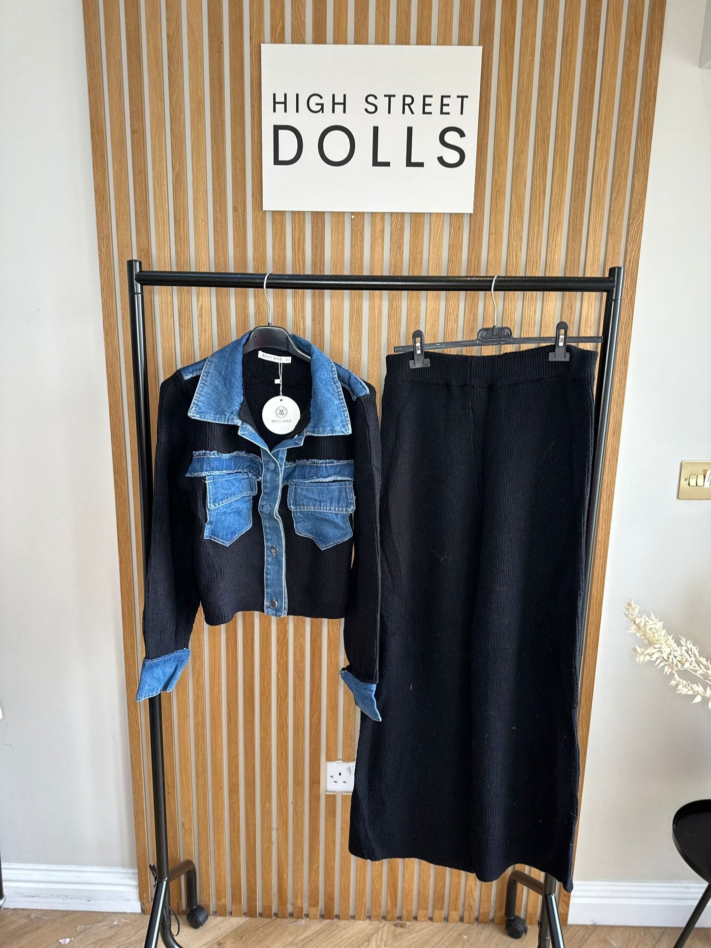 Narla Loungeset Two piece Outfit Knitted fabric with denim details