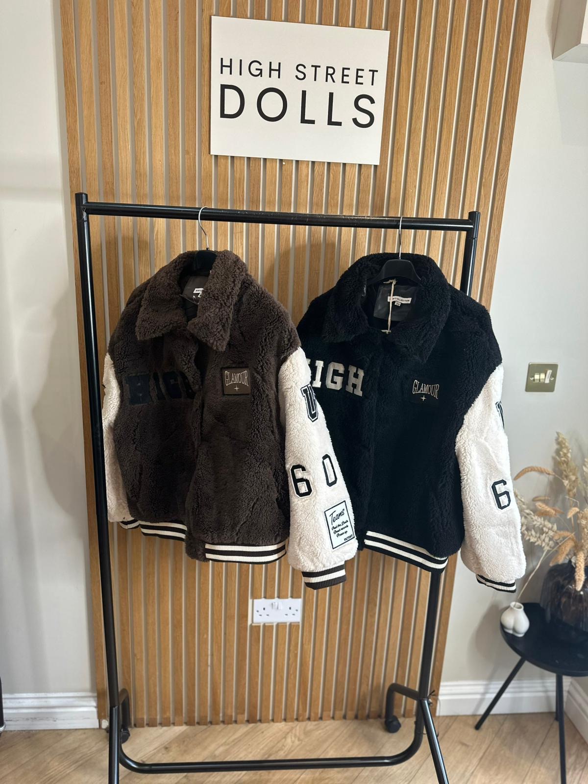 Tara Slogan Faux Fur Bomber Jacket Autumn Winter Coat Embroidered Patches