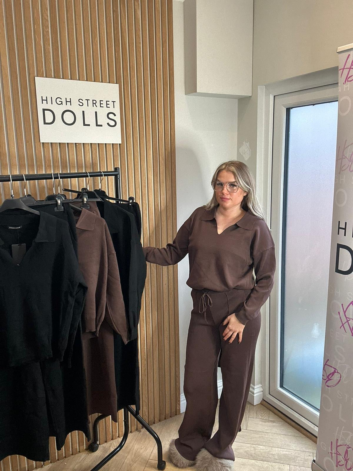 Mavis Knitted Lounge Set V Neck Sweater Wide Leg Co Ord Autumn Winter Christmas Knitwear