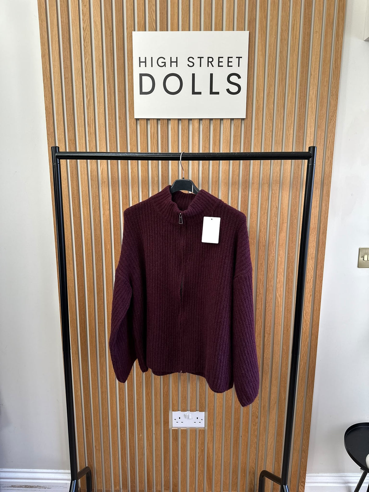 Emily Oversized Knitted Zip-Up Cardigan with Bell Sleeves & Funnel Neckline – Autumn Winter Knitwear