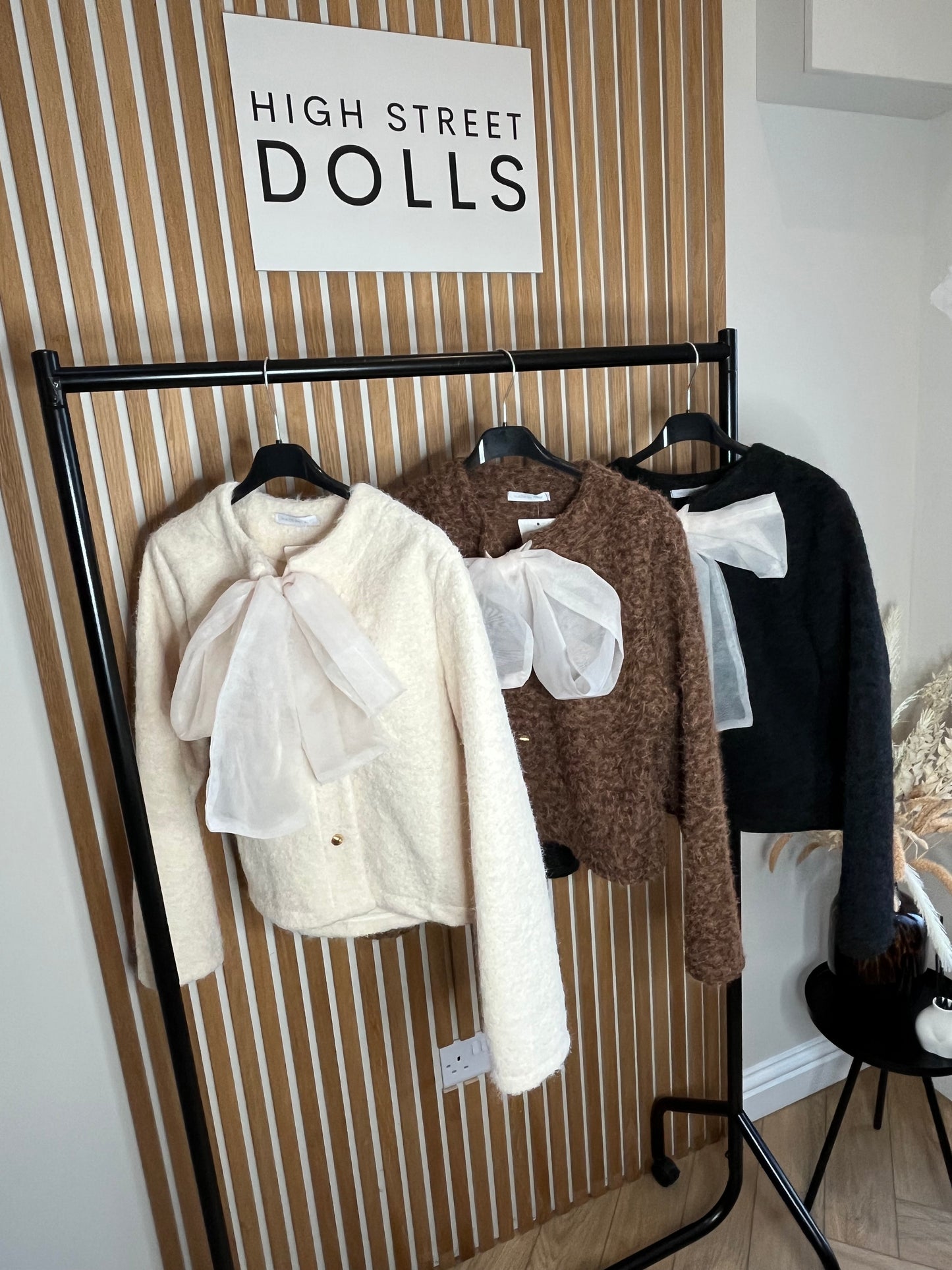 Chiffon Bow Jacket, Cardigan, Gold Buttons