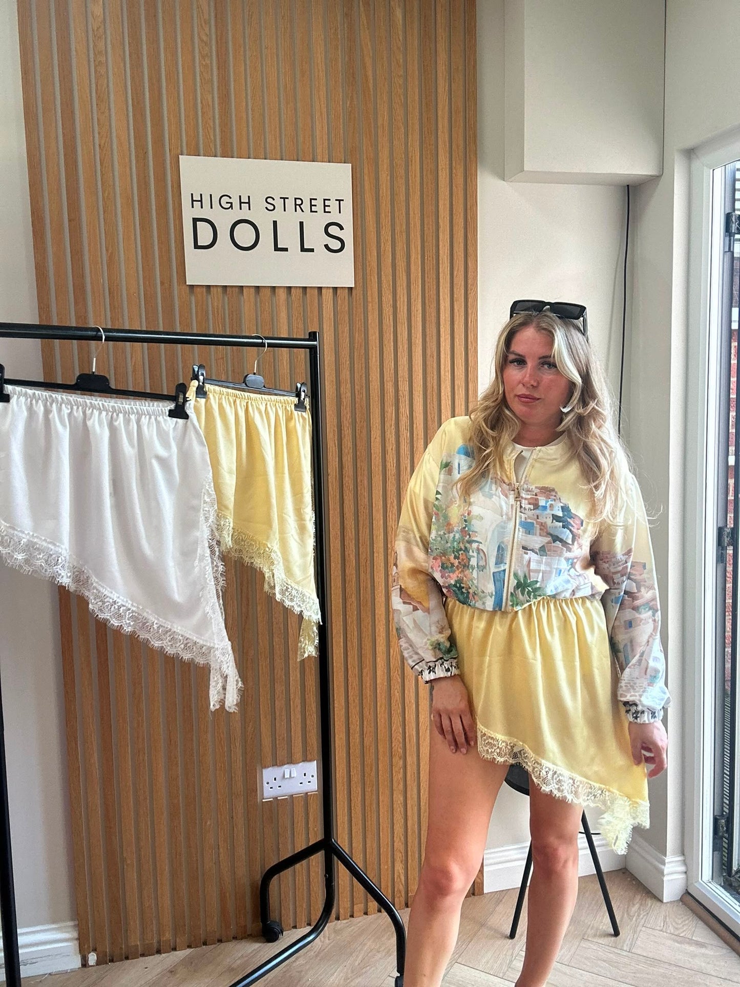 Golden Hour Mini Skirt Lace Details Asymmetrical Satin Summer Holiday