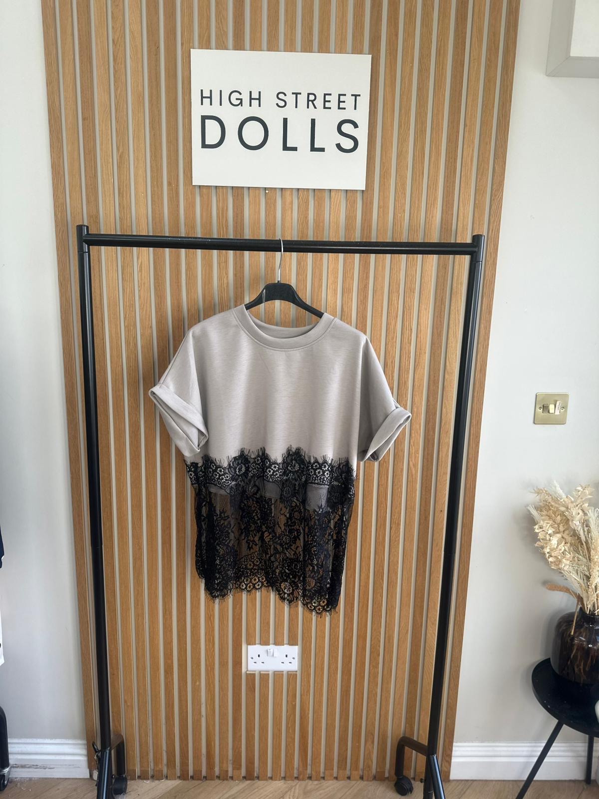 Emilia Lace Oversized T Shirt Short Sleeves Spring Summer