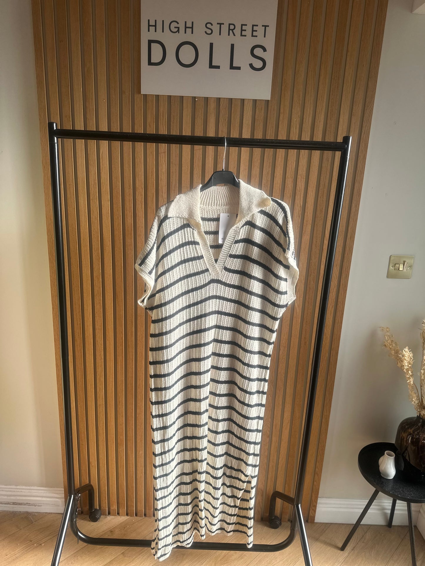 Belle Knitted Stripe Midi Dress Summer Holiday Outfit