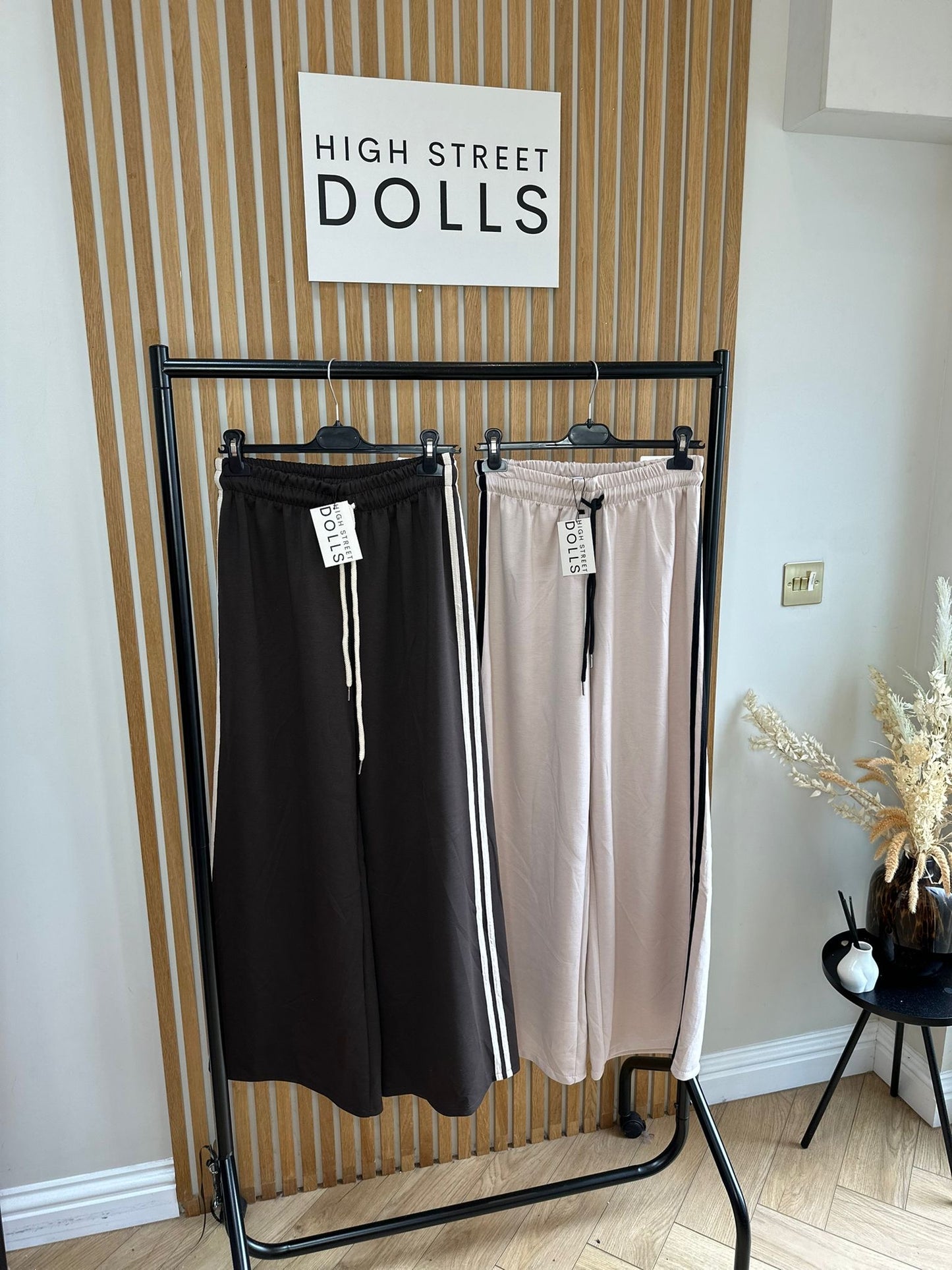 Khloe Trousers Wide Leg Flares Stripe Detail