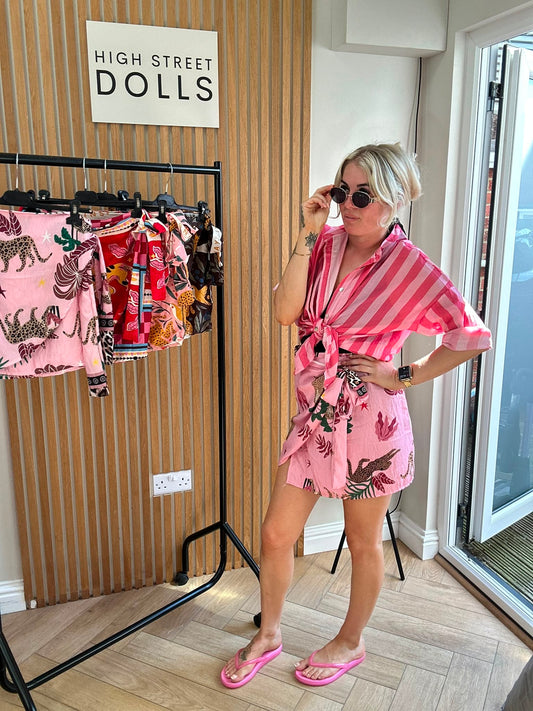 Zelda Wrap Mini Skirt Bright Vibrant Tropical Print Jungle Boho Summer Holiday
