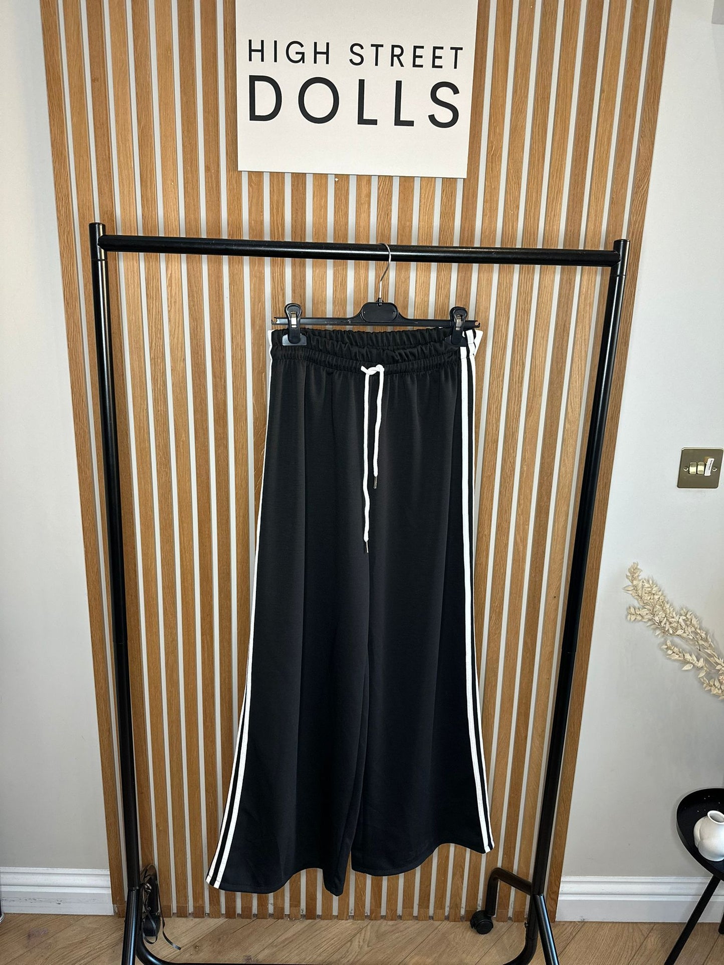 Khloe Trousers Wide Leg Flares Stripe Detail