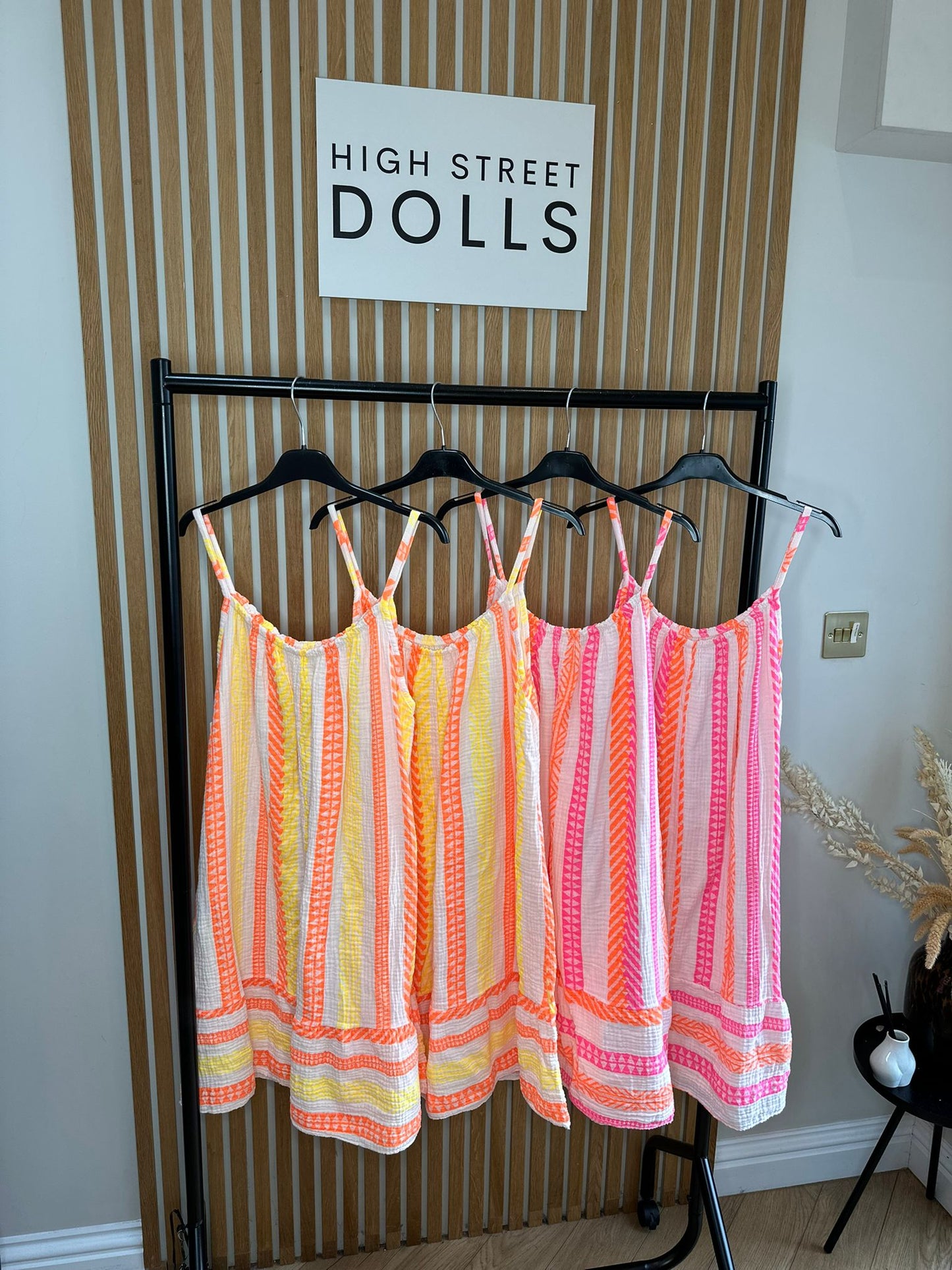 Ivy Cheesecloth Printed Dress Mini Length Stripe Print Holiday Summer
