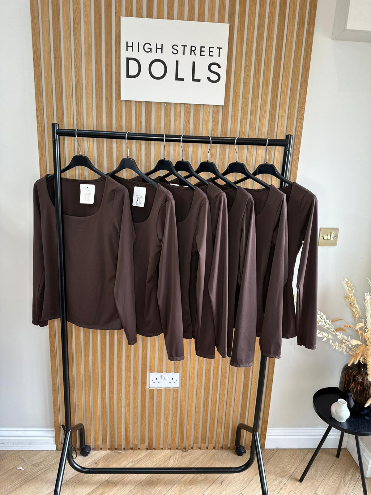 Layla Long Sleeve Fitted T shirt with Low neckline