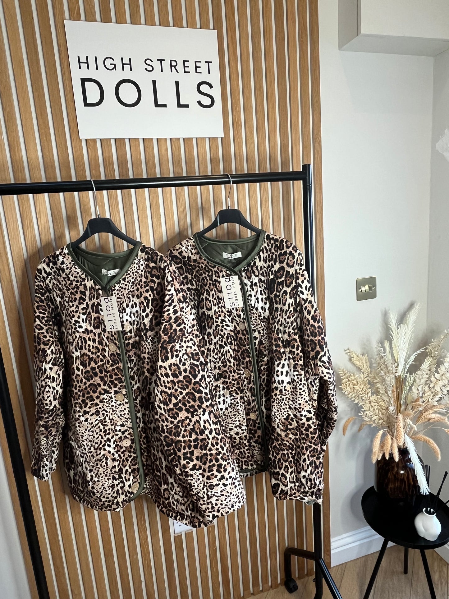 Leopard Print Quilted Jacket Coat