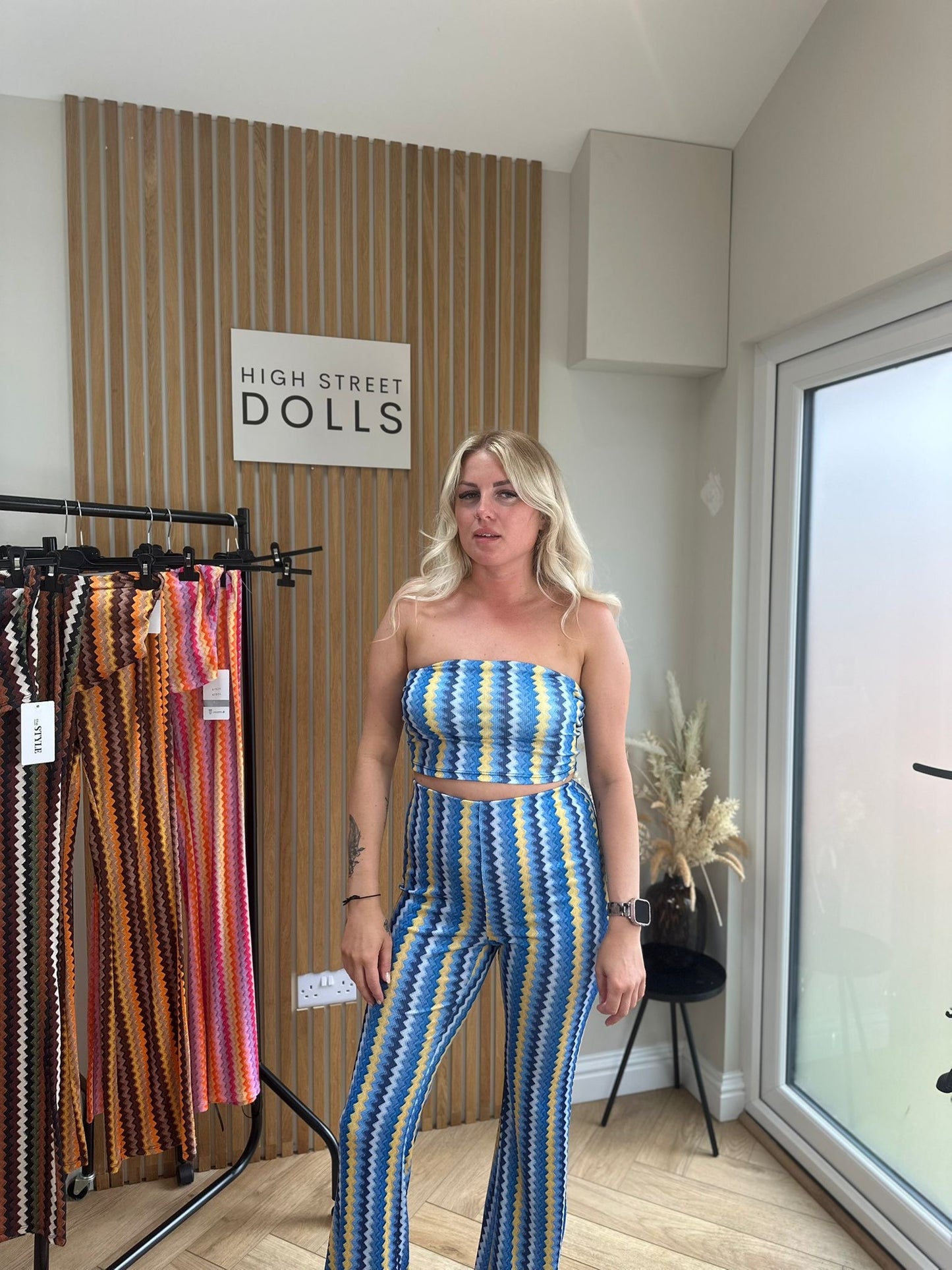Hattie Co Ord Bandeau Top With Flare Trousers Zigzag Print Summer Outfit Holiday