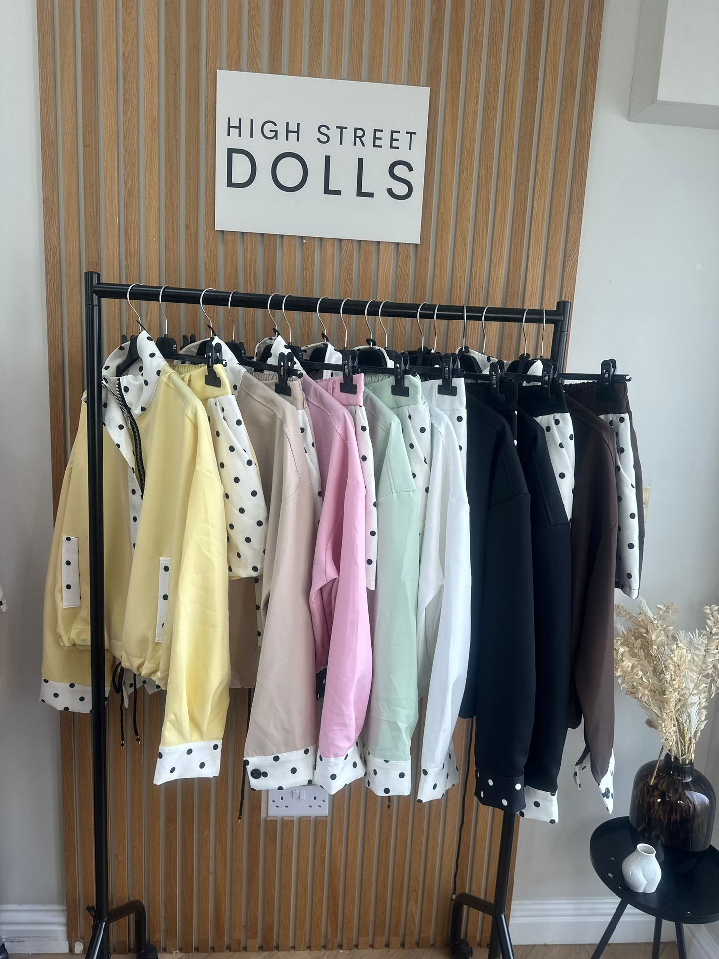 Sage Polka Dot Print Jacket and Shorts Holiday Spring Summer Women’s two piece co-ord Trending Viral Print Stripe Detail