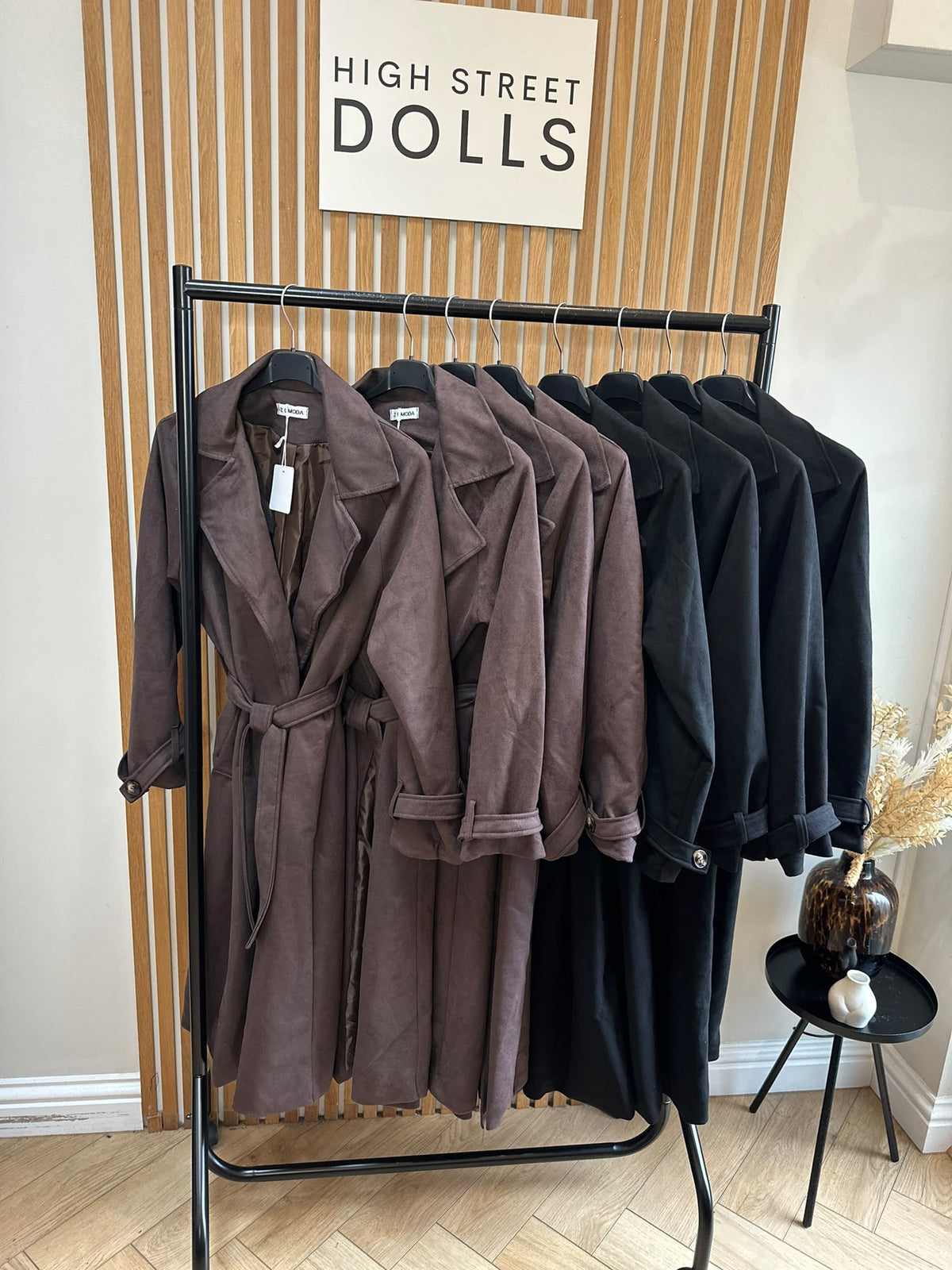 Aislinn Luxe Suede Midi Trench Coat – Autumn Winter Belted Jacket