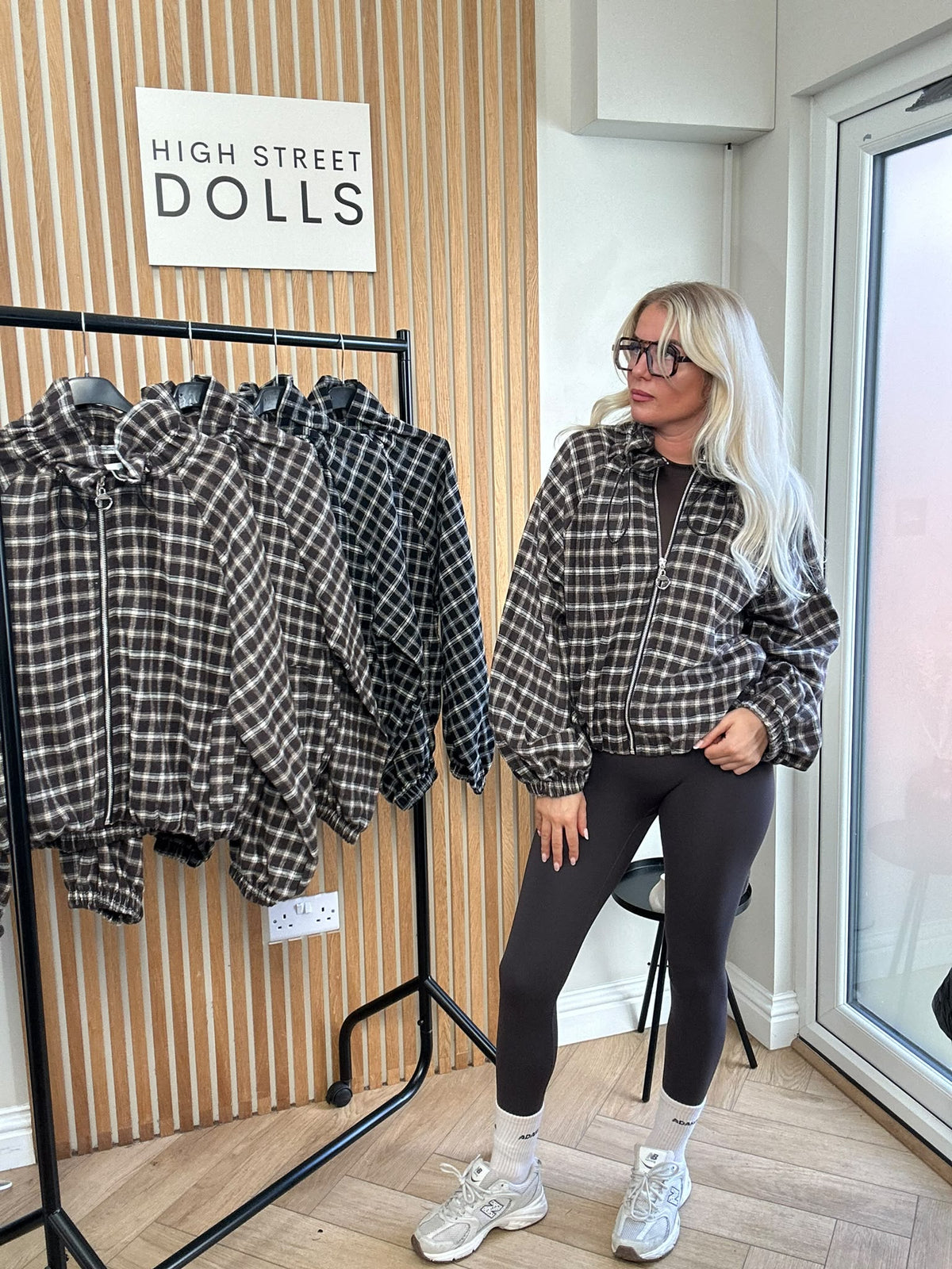 Harley Checkered Lightweight Soft Jacket – Women’s Cover-Up, Autumn/Winter Layer with Gathered Funnel Neckline