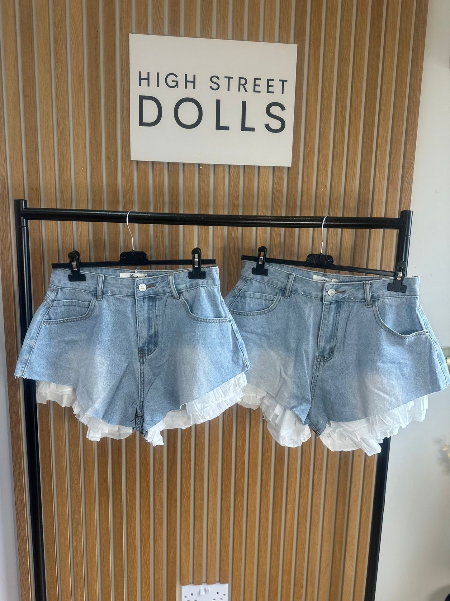 Polly Denim Shorts Denim Shorts with Ruffles Frilly High Waisted Spring Summer Holiday