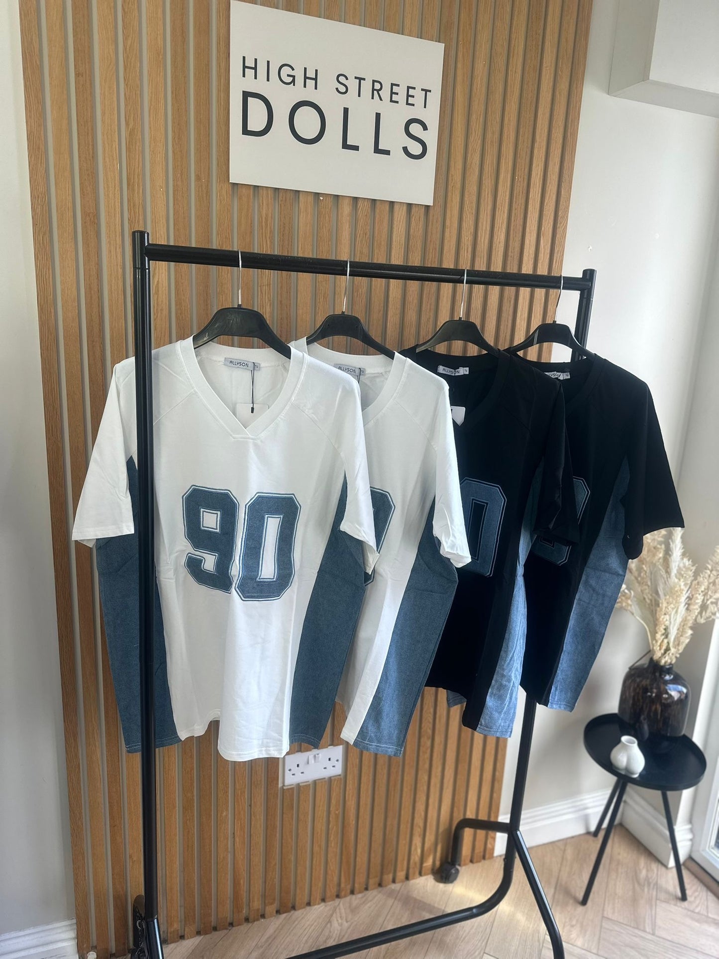 Darcie Baseball T Shirt Short Sleeves Slogan Denim Top Spring Summer Holiday