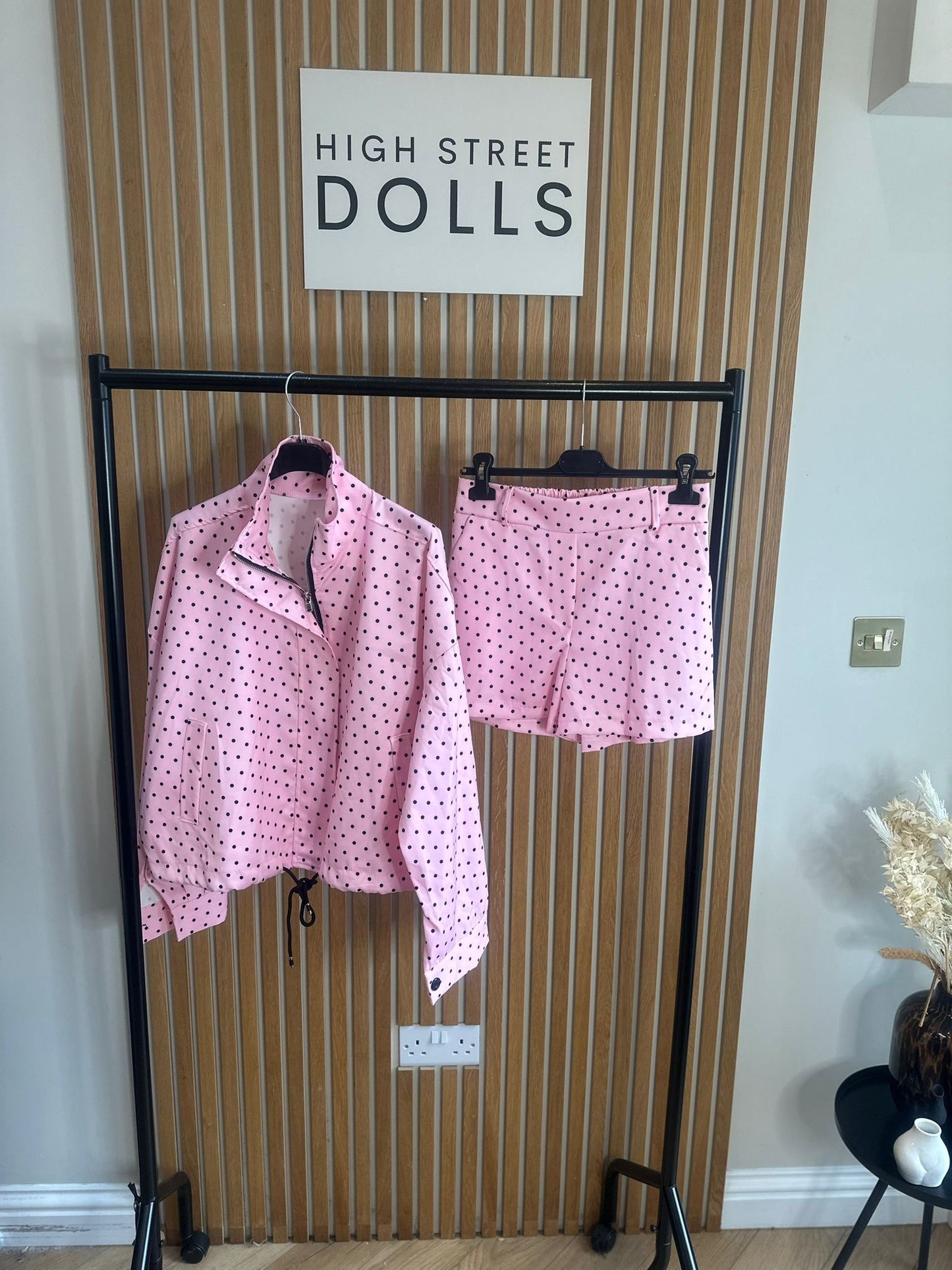 Willow Polka Dot Print Jacket and Shorts Holiday Spring Summer Women’s two piece co-ord Trending Viral Print Stripe Detail