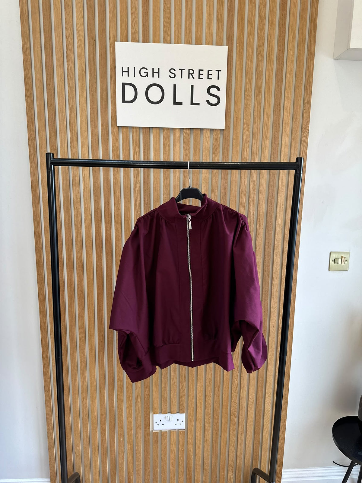 Darcy Ruched Sleeve Bomber Jacket Women’s Autumn Winter Zip Up Jacket