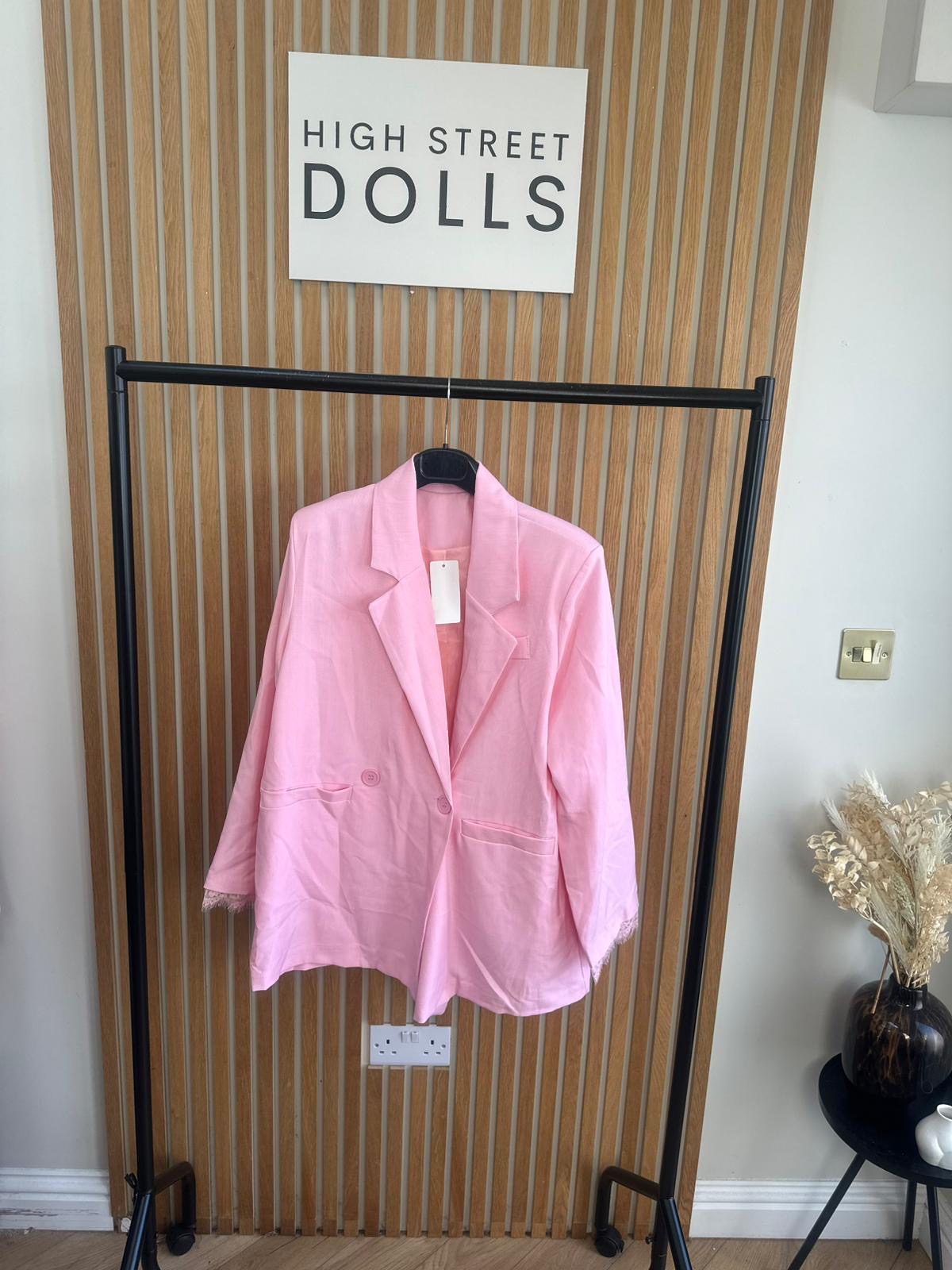 Roxy Oversized Blazer Lace Detail Single Breasted Daywear Evening Wear Winter Spring Summer Pastels